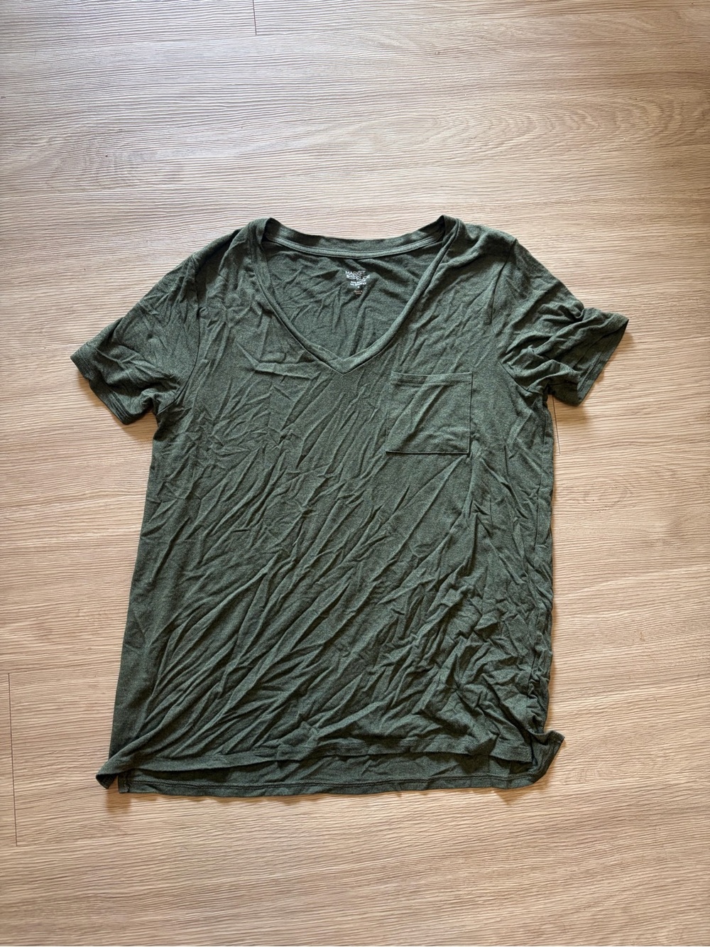 Market & Spruce Olive V-Neck Pocket Tee